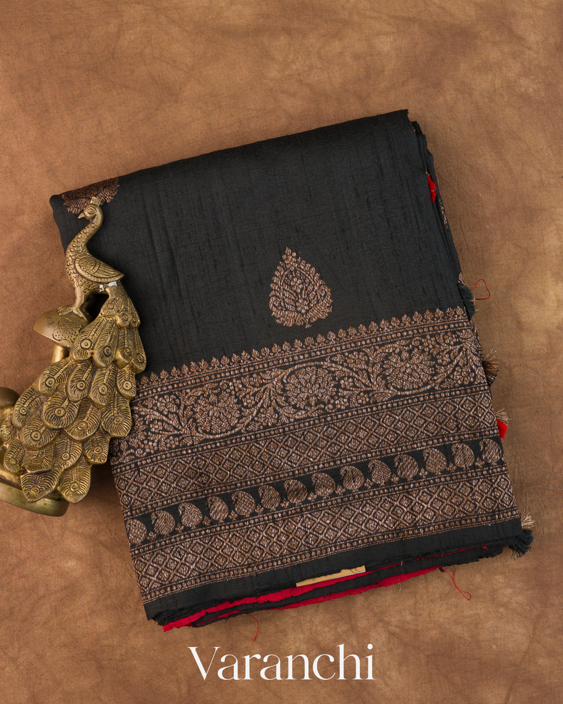 Black Pure Raw Silk Handloom Saree