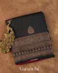 Black Pure Raw Silk Handloom Saree