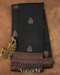 Black Pure Raw Silk Handloom Saree