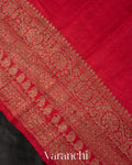 Black Pure Raw Silk Handloom Saree
