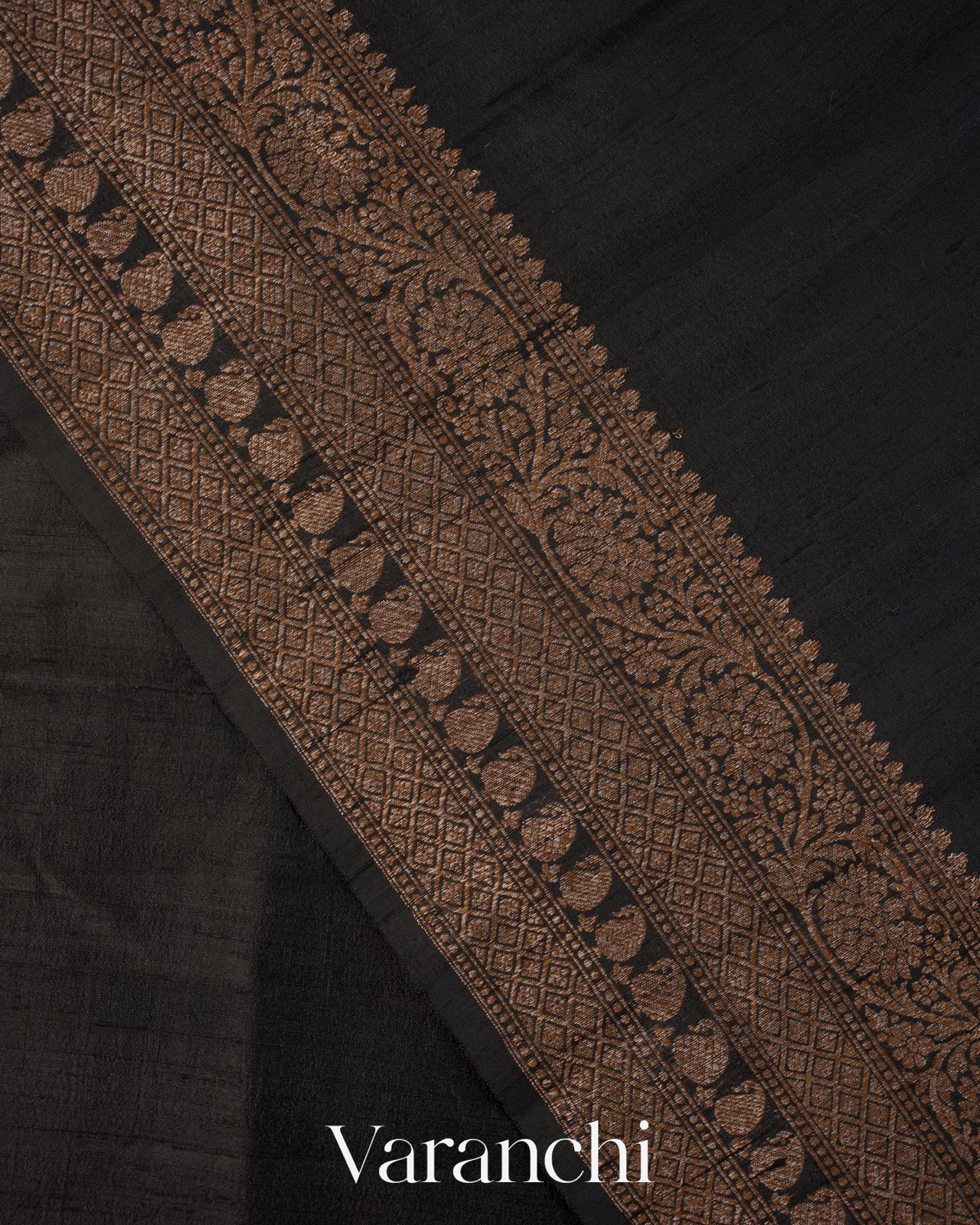 Black Pure Raw Silk Handloom Saree