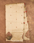Cream Borderless Pure Raw Silk Handloom Saree