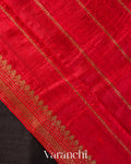 Black Borderless Pure Raw Silk Handloom Saree