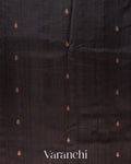 Black Borderless Pure Raw Silk Handloom Saree