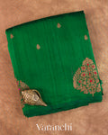 Emerald Green Borderless Pure Raw Silk Handloom Saree