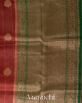 Crimson Red Pure Kora Silk Saree