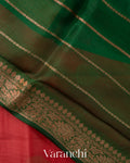 Crimson Red Pure Kora Silk Saree