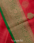 Crimson Red Pure Kora Silk Saree