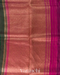 Bottle Green Pure Kora Silk Handloom Saree