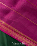 Bottle Green Pure Kora Silk Handloom Saree