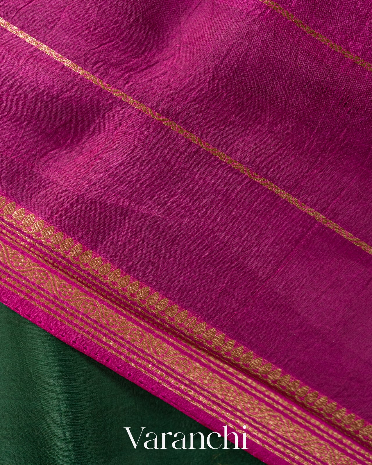 Bottle Green Pure Kora Silk Handloom Saree