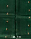 Bottle Green Pure Kora Silk Handloom Saree