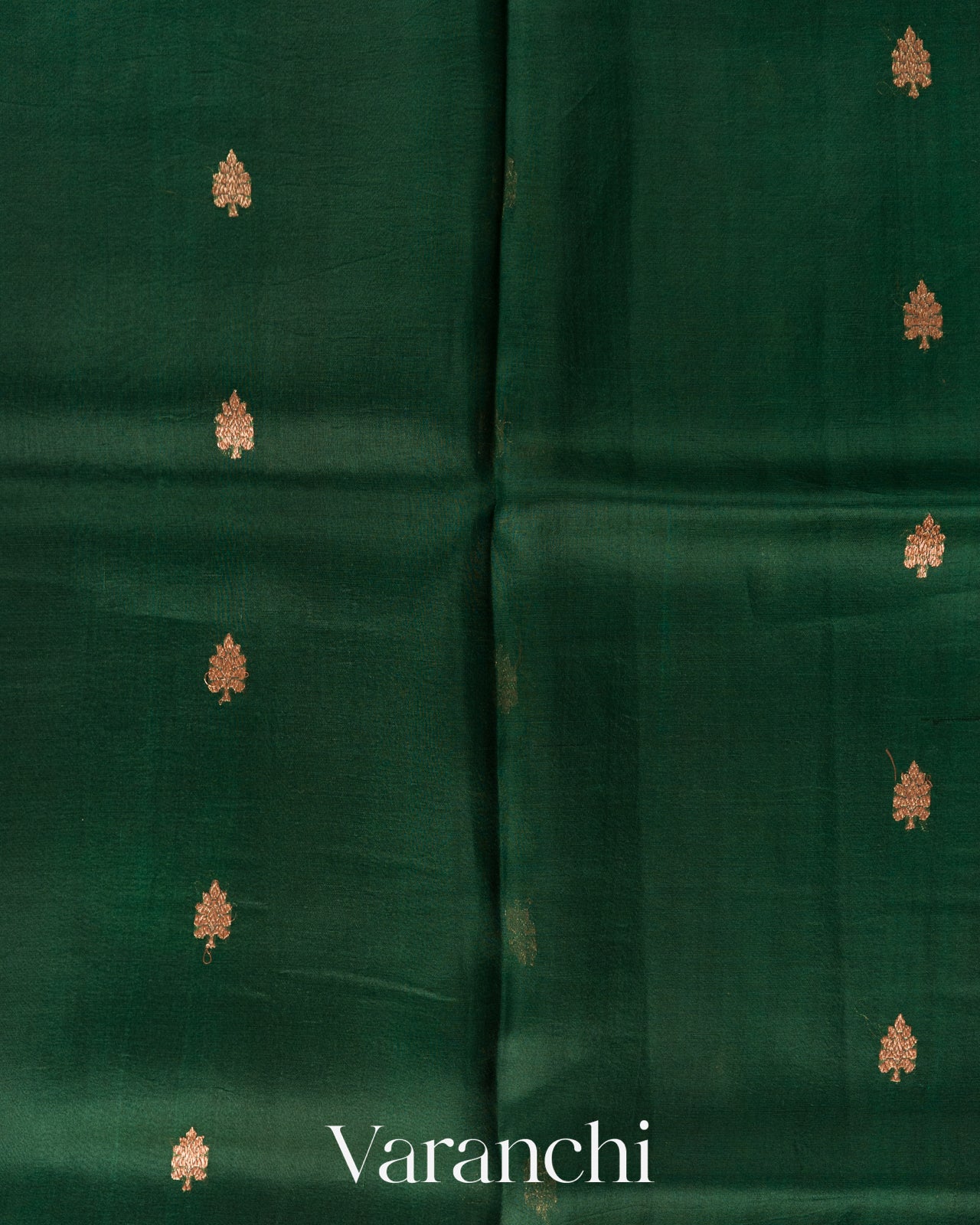 Bottle Green Pure Kora Silk Handloom Saree