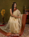 Ivory Pure Kora Silk Handloom Saree