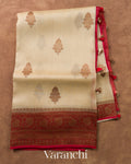 Ivory Pure Kora Silk Handloom Saree