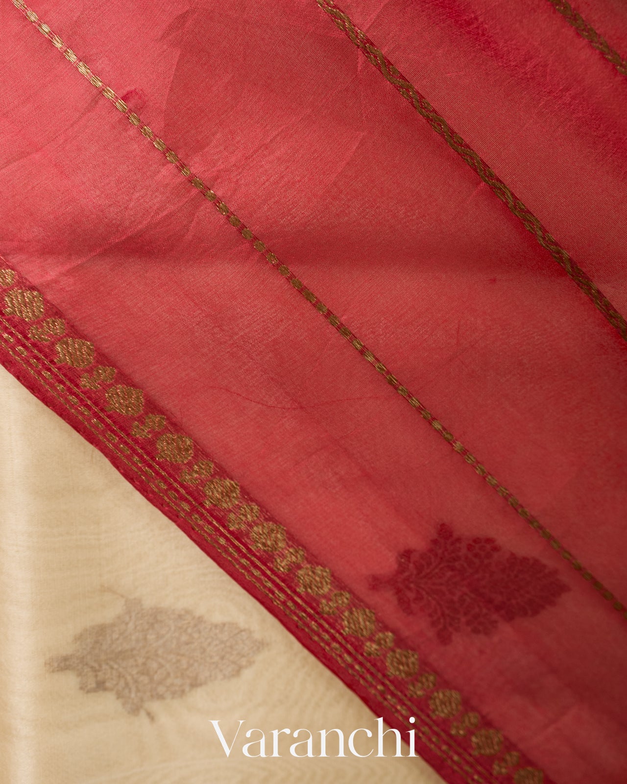 Ivory Pure Kora Silk Handloom Saree