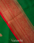 Emerald Green Pure Kora Silk Saree