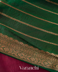 Wine Red Pure Kora Silk Saree