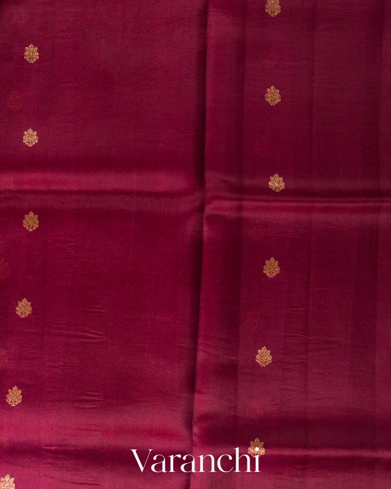 Wine Red Pure Kora Silk Saree
