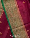 Wine Red Pure Kora Silk Saree