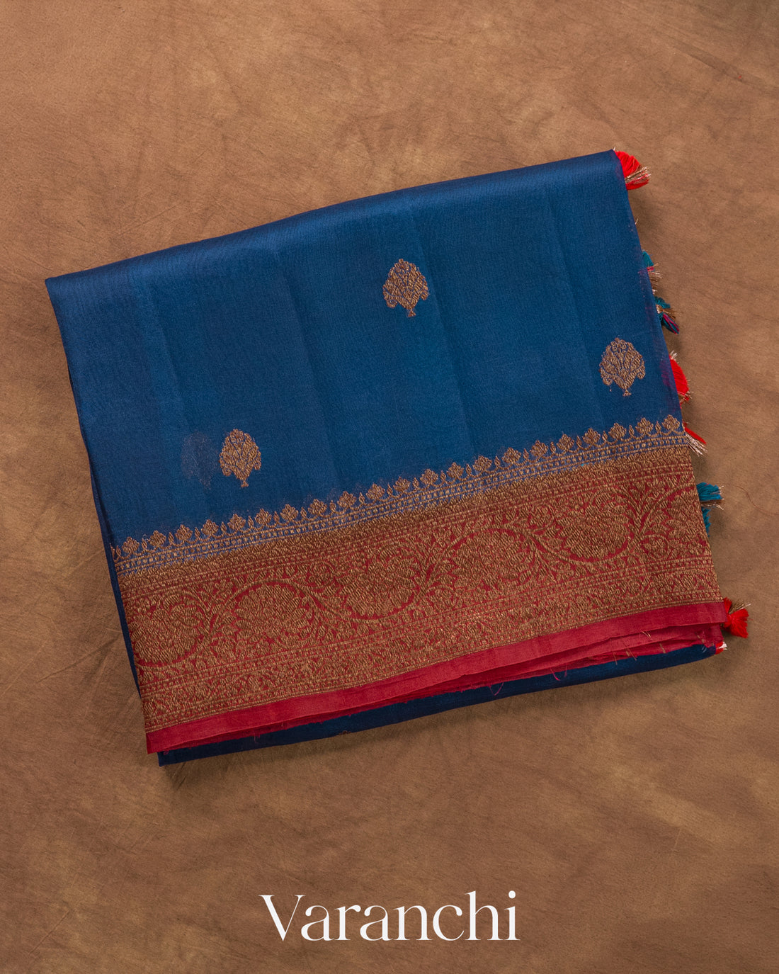 Ink Blue Pure Kora Silk Handloom Saree