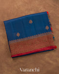 Ink Blue Pure Kora Silk Handloom Saree