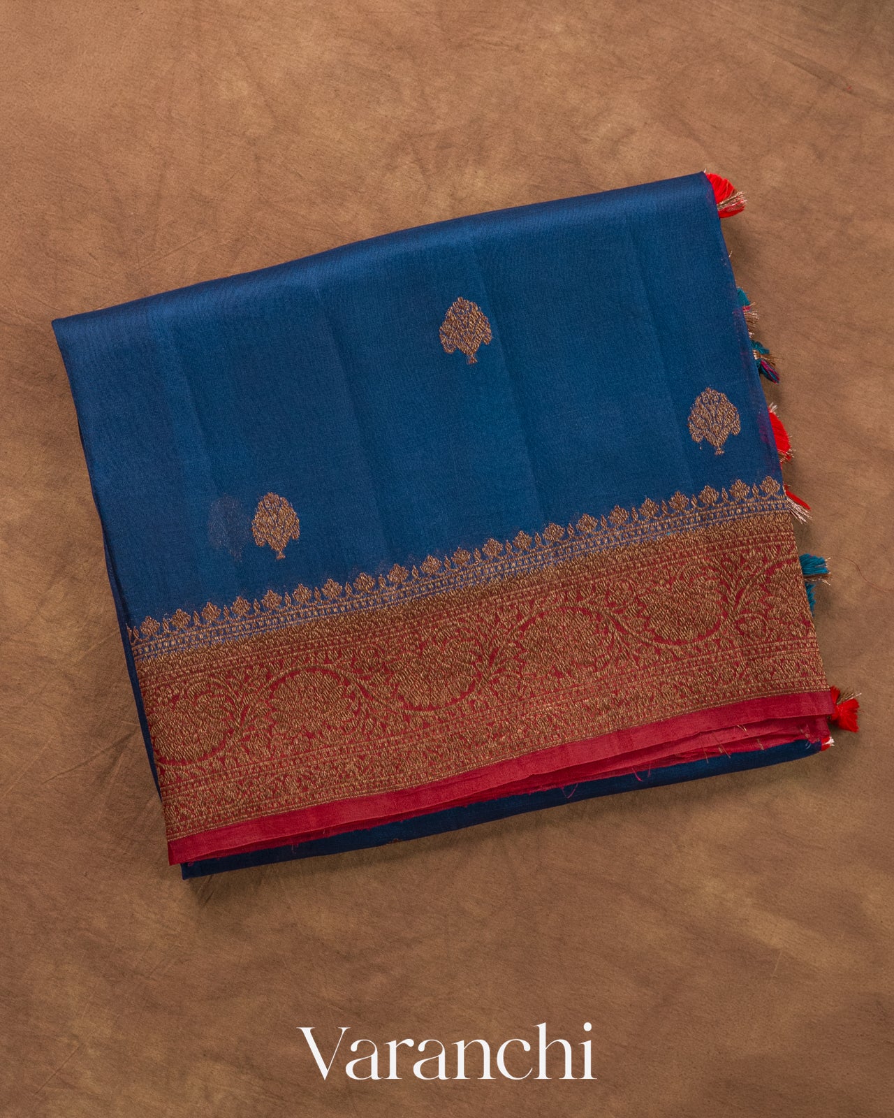 Ink Blue Pure Kora Silk Handloom Saree