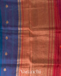 Ink Blue Pure Kora Silk Handloom Saree