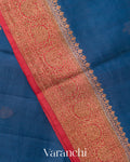 Ink Blue Pure Kora Silk Handloom Saree