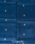Ink Blue Pure Kora Silk Handloom Saree