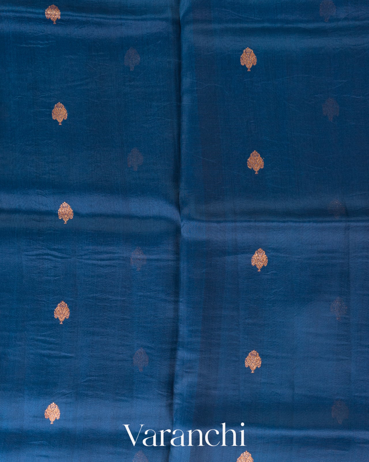 Ink Blue Pure Kora Silk Handloom Saree