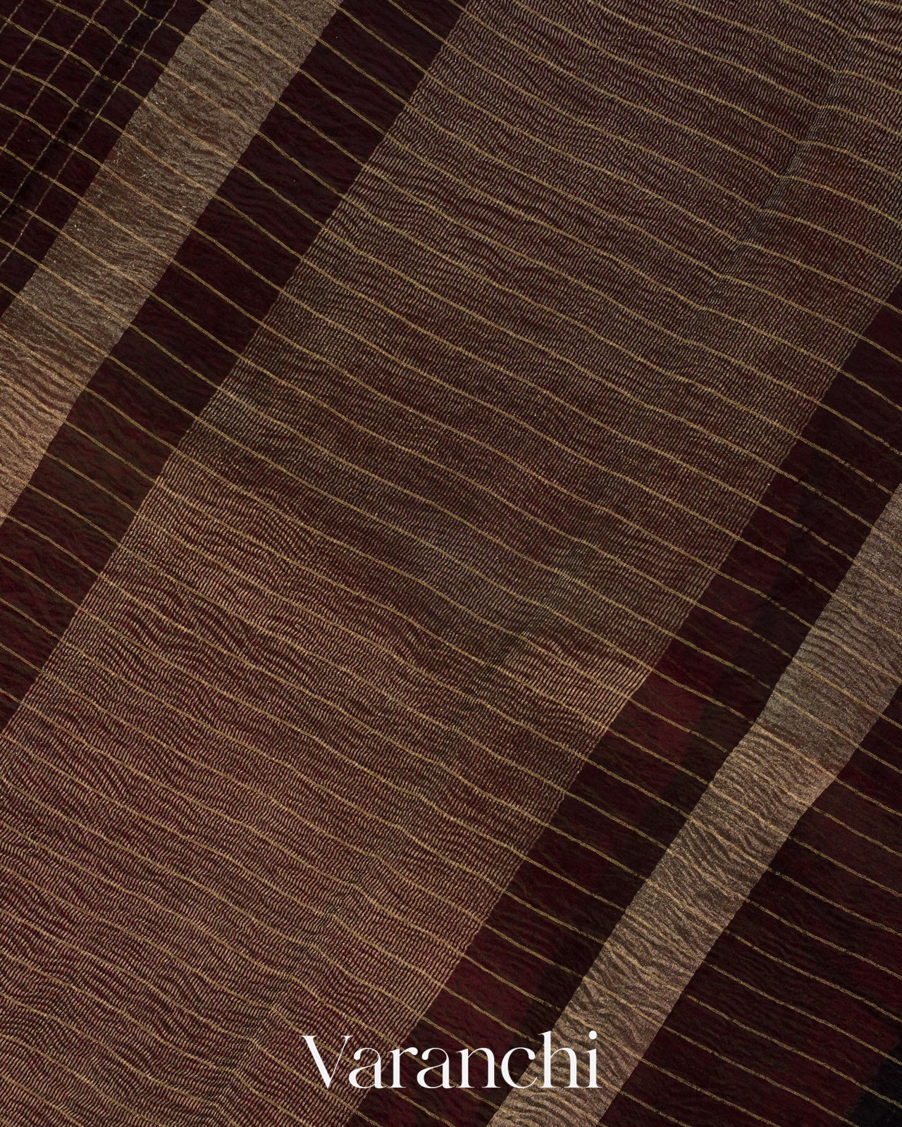 Black Checked Pure Kora Silk Saree