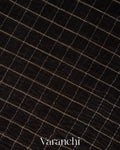 Black Checked Pure Kora Silk Saree