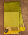 Mehendi Green Checkered Pure Katan Silk Saree
