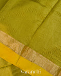Mehendi Green Checkered Pure Katan Silk Saree
