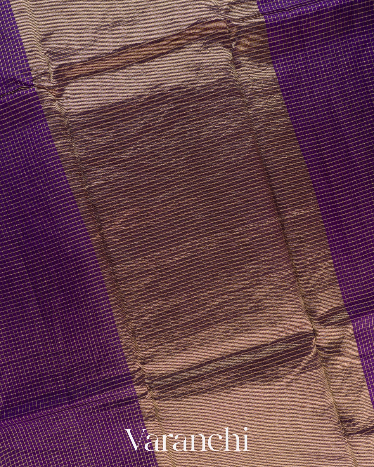 Violet Checked Pure Katan Silk Saree