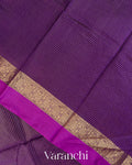 Violet Checked Pure Katan Silk Saree