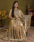 Antique Gold Brocade Pure Tissue Katan Silk Handloom Saree