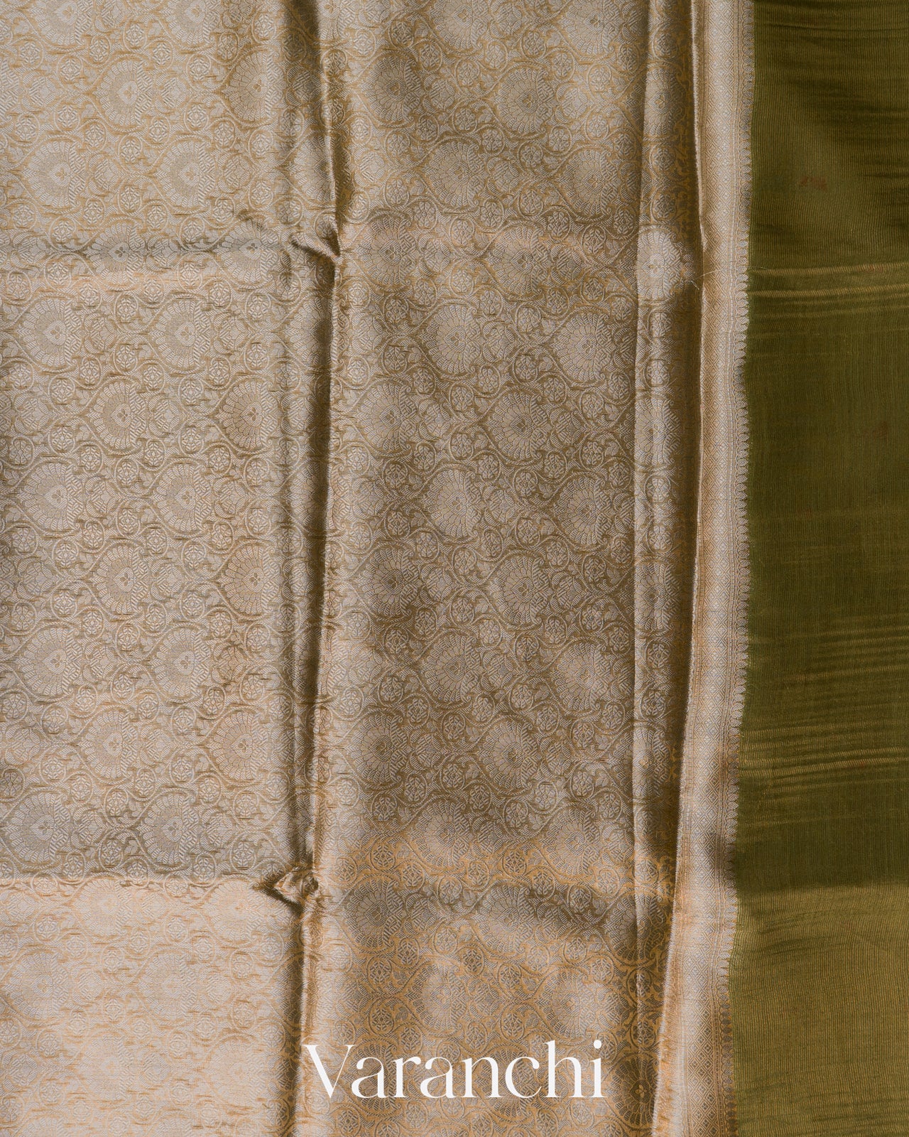 Antique Gold Brocade Pure Tissue Katan Silk Handloom Saree