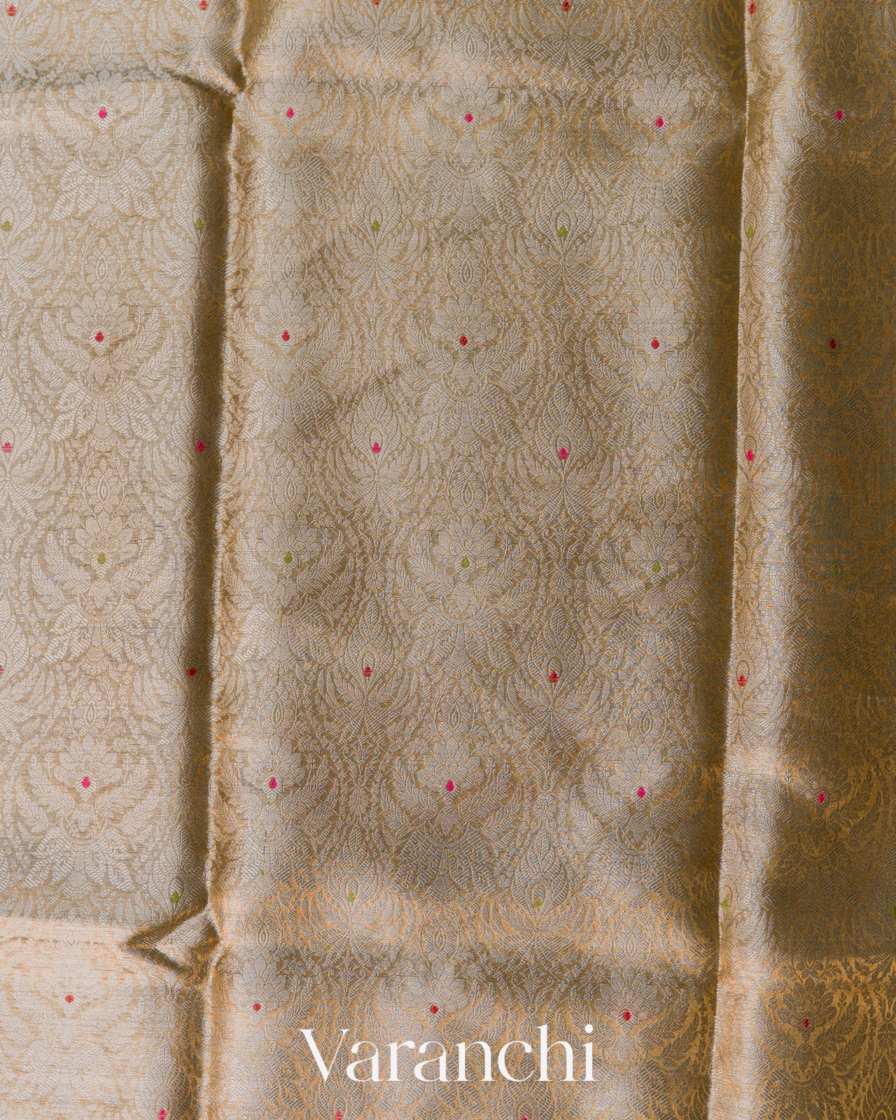 Antique Gold Brocade Pure Tissue Katan Silk Handloom Saree