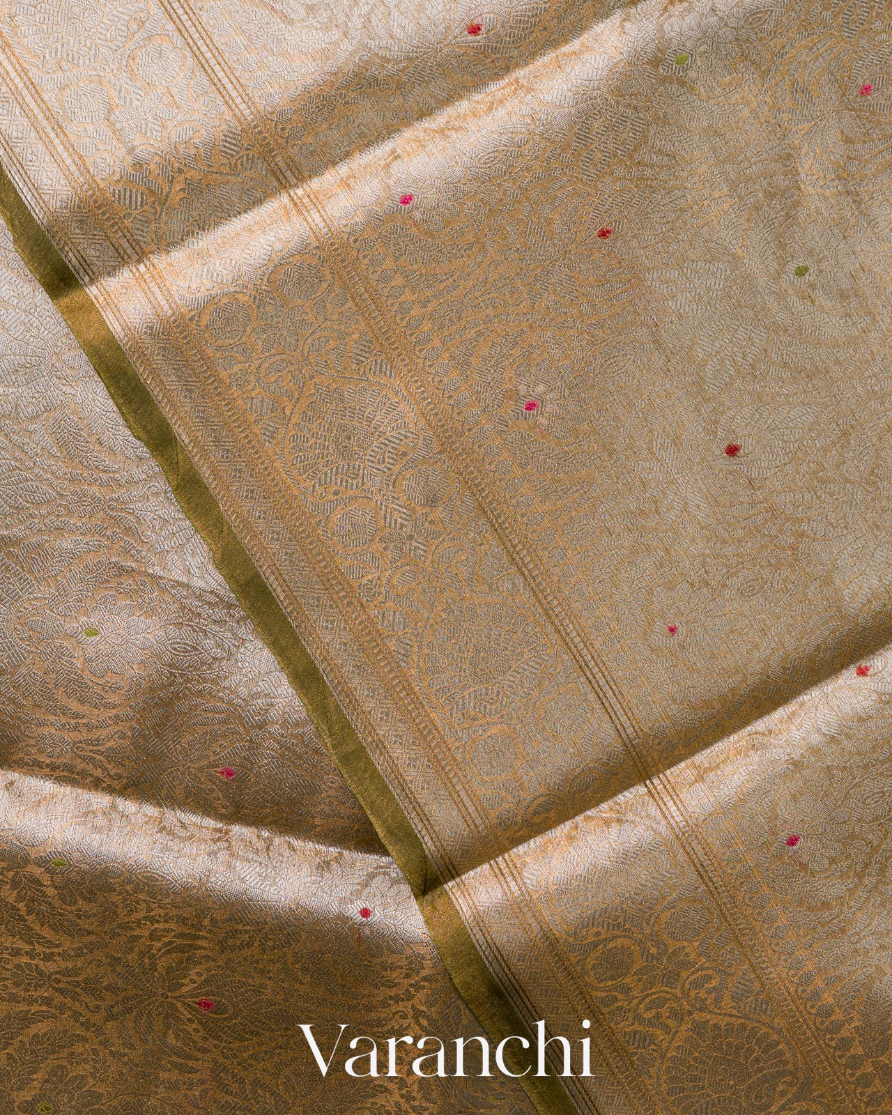 Antique Gold Brocade Pure Tissue Katan Silk Handloom Saree