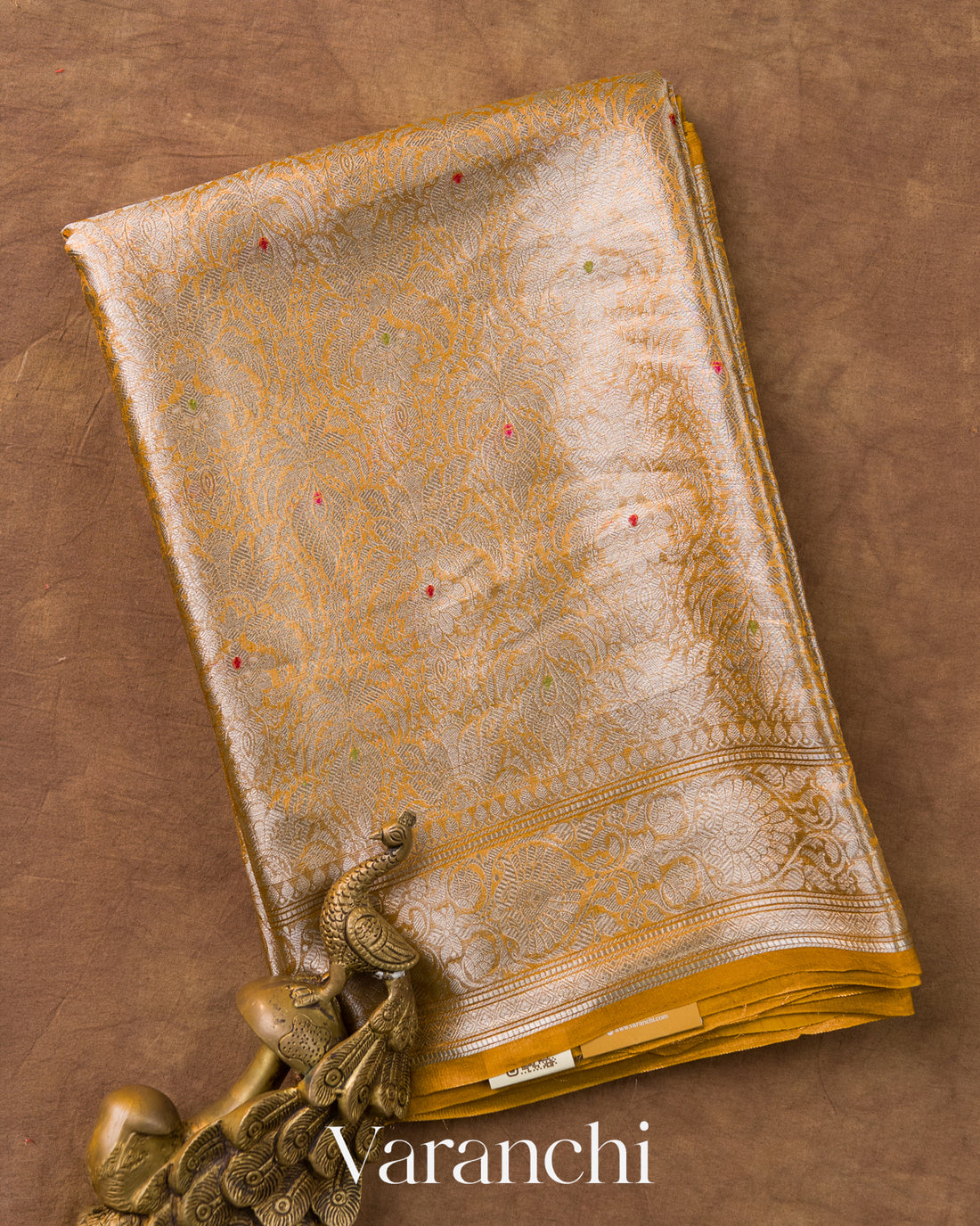 Mustard Yellow Brocade Pure Katan Silk Saree