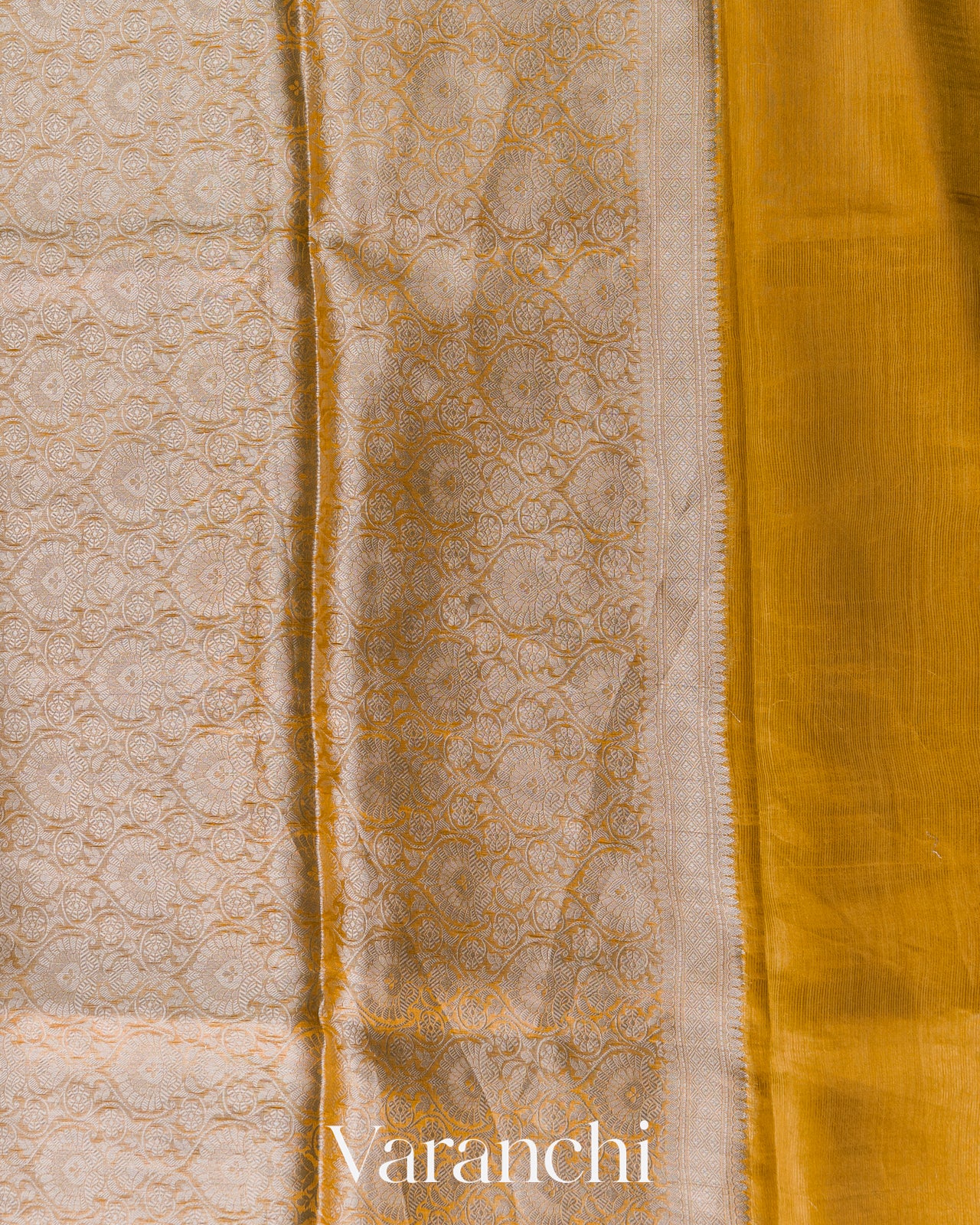 Mustard Yellow Brocade Pure Katan Silk Saree
