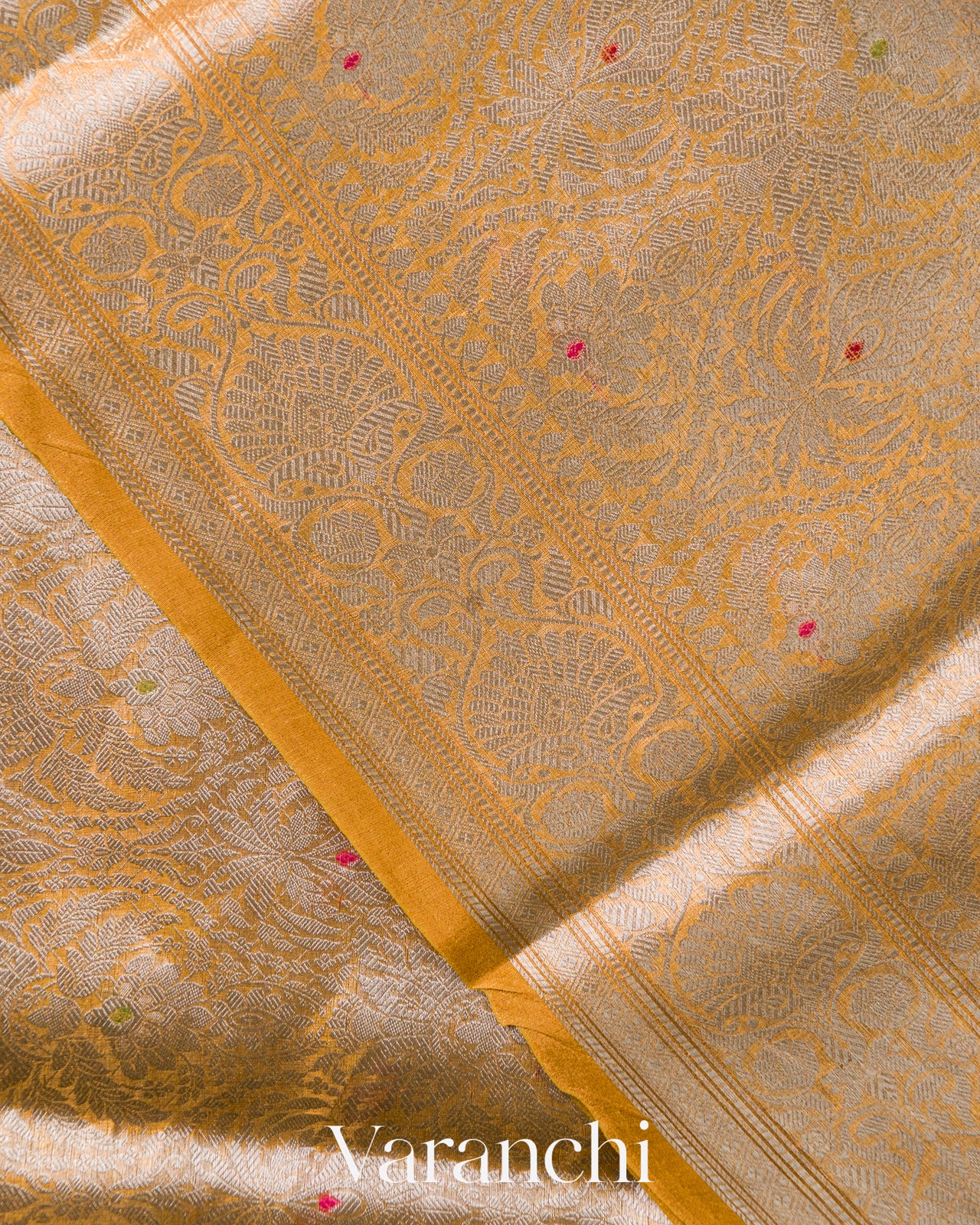 Mustard Yellow Brocade Pure Katan Silk Saree