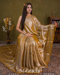 Mustard Yellow Brocade Pure Katan Silk Saree