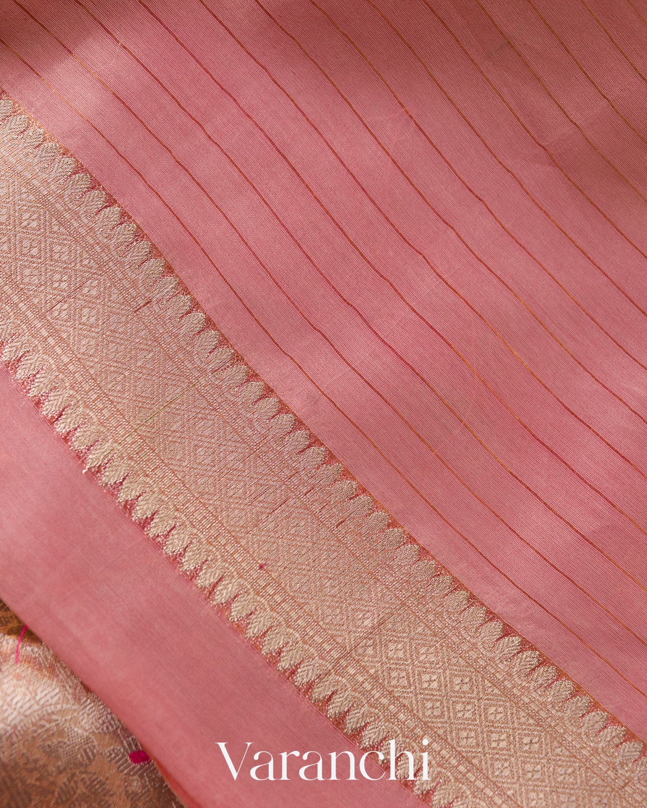 Baby Pink Brocade Pure Tissue Katan Silk Handloom Saree
