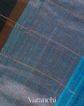 Black Checked Pure Raw Silk Handloom Saree