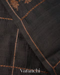 Black Checked Pure Raw Silk Handloom Saree