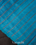 Black Circular Butta Pure Raw Silk Handloom Saree
