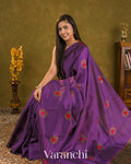 Purple Borderless Pure Raw Silk Handloom Saree
